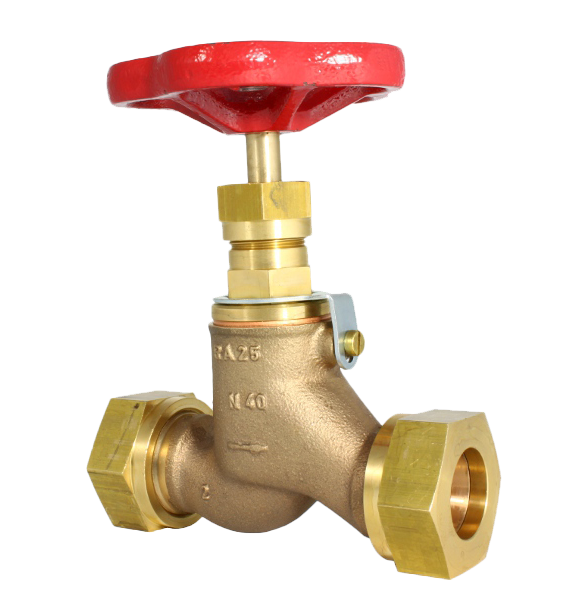 GLOBE VALVE STRAIGHT BRONZE WITH WELDING RINGS CRS-RG-N; S  DIN86512 PN 40